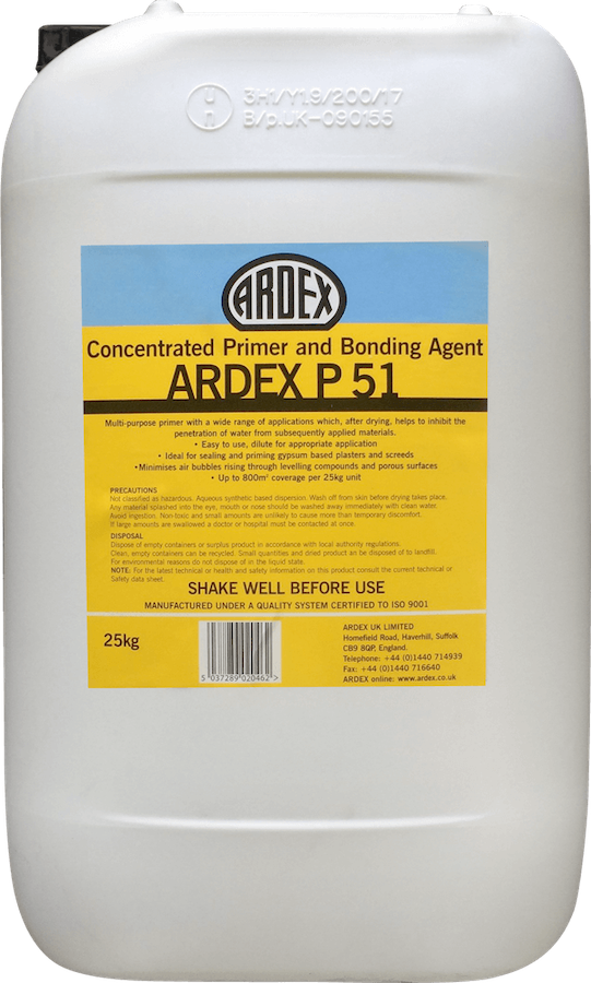 ARDEX P51 Concentrated Water-Based Primer and Bonding Agent - 25kg ARDEX P51 Concentrated Water-Based Primer and Bonding Agent - 25kg